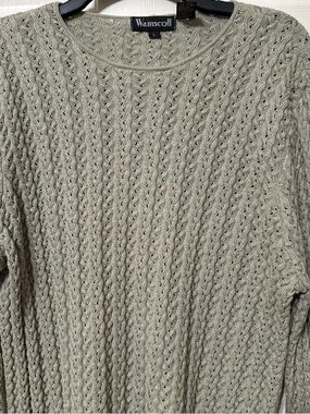 WainScott Crewneck Cable Knit Sweater in Light Olive